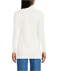 Lands' End Women's Long Sleeve Polished Rib Button Through Tunic Shirt