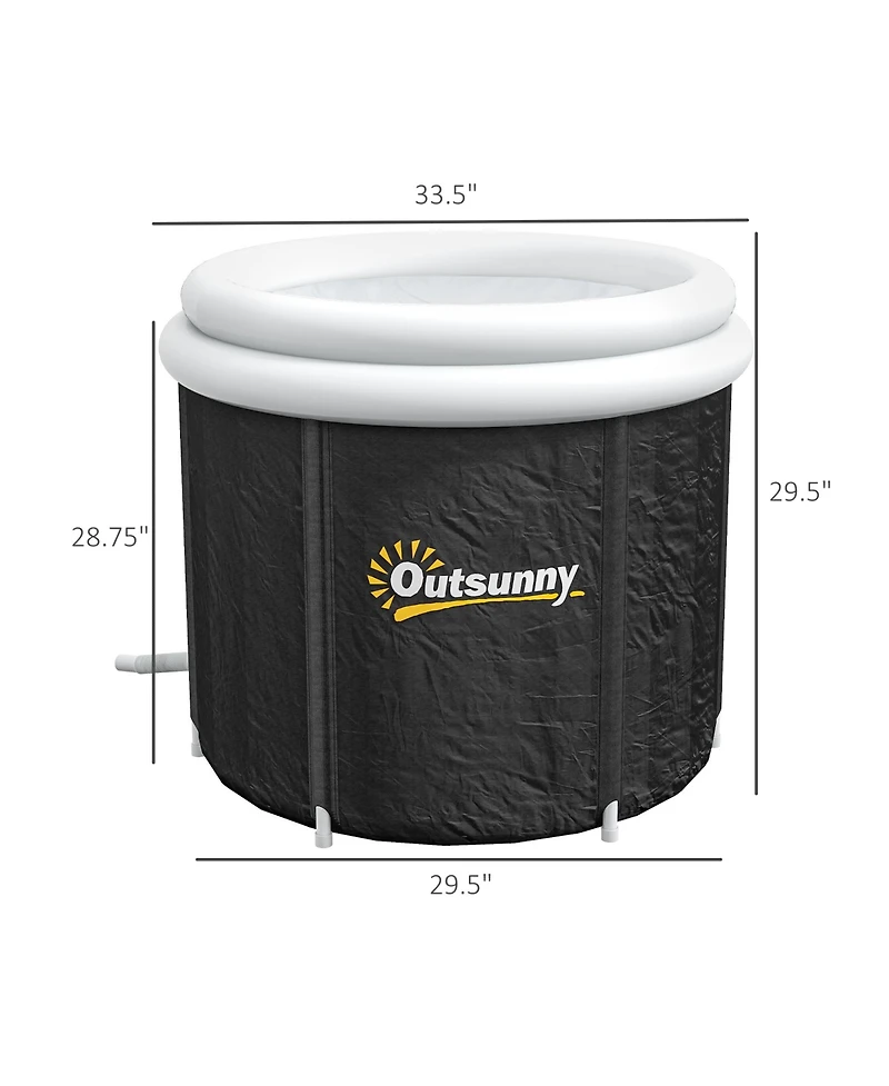 Outsunny Portable Cold Plunge Tub, Ice Bath Tub with Thermo Lid, Dark