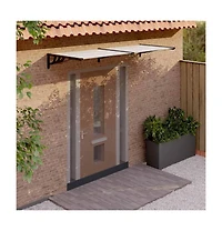 Door Canopy Black and Transparent 94.1"x35.4" Polycarbonate