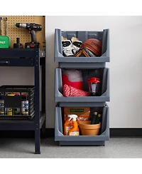 Iris Usa Medium Stackable Storage Bins Open Front, Heavy Duty Garage Organization