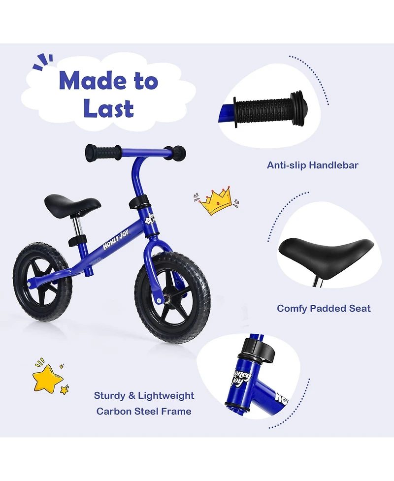 Kids No Pedal Balance Bike Adjustable Ages 30 Months to 5 Years