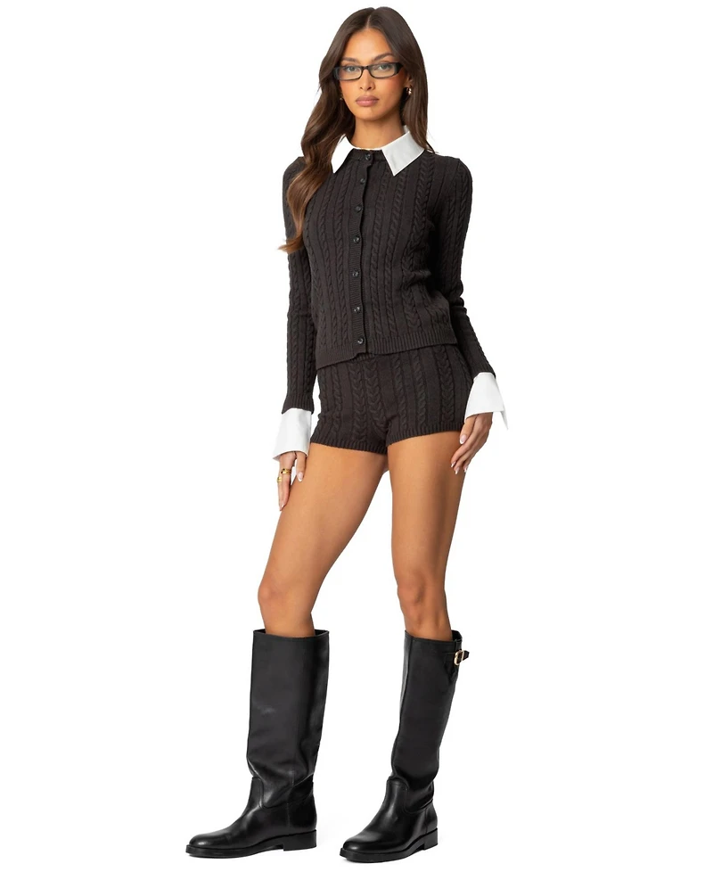 Edikted Women's Avey Cable Knit Shorts