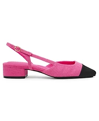 Anne Klein Women's Nia Block Heel Cap Toe Slingback Flats