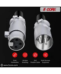 5 Core Xlr Connector Male Female to 1/4 Audio Jack 3 Pin Secure Mic Plug w Locking Ends - 5 Pair
