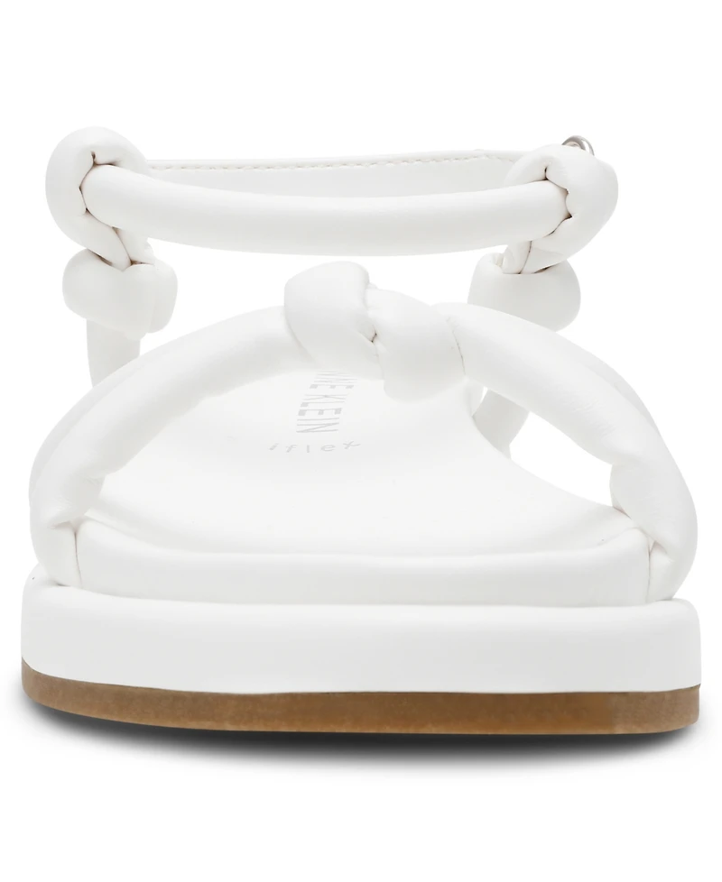 Anne Klein Women's Elisabeth Ankle Strap Footbed Flat Sandals