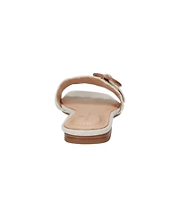 Bandolino Women's Silla Scallop Buckle Flat Slide Sandals