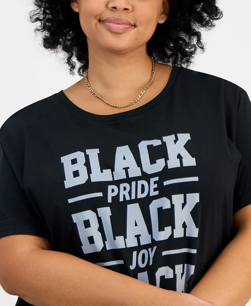 Hybrid Apparel Trendy Plus Black Pride Joy Excellence Graphic T-shirt