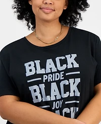 Hybrid Apparel Trendy Plus Black Pride Joy Excellence Graphic T-shirt