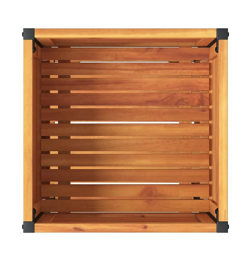 Garden Planter with Shelf 17.7"x17.7"x31.5" Solid Wood Acacia and Steel