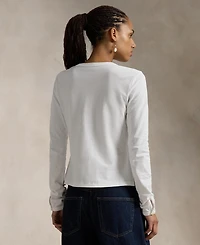 Polo Ralph Lauren Women's Stretch Mesh Cotton Crewneck Cardigan Top