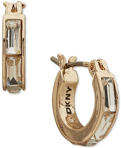 Dkny Crystal Baguette Small Huggie Hoop Earrings