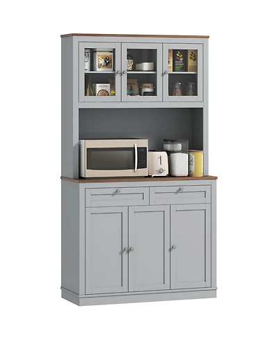 Homcom 71" Tall Kitchen Pantry Storage Cabinet with Microwave Sd,