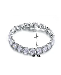 Sterling Silver White Gold Plated with Dazzling Clear Cubic Zirconia Tennis Bracelet