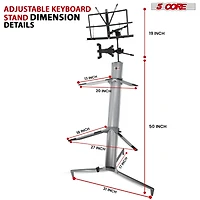 5 Core Keyboard Stand Z Style Sturdy Adjustable Electric Piano Riser Holder + Wheels
