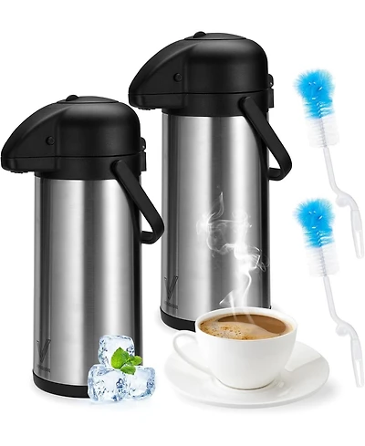 Vondior Thermal Coffee Carafe Dispenser 2-Pack 102 oz: Insulated Hot/Cold Stainless Steel