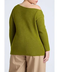 Eloquii Women's Asym Sweater With Hardware Detail