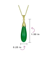 Bling Jewelry Elongated Teardrop Natural Stone Pendant Necklace in Sterling Silver