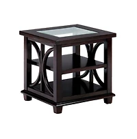 Panama Brown Contemporary Wood and Glass End Table