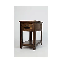 Cannon Valley Distressed Industrial One Drawer Chairside Table