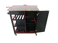 Kings Brand Furniture Sanford Wood & Marble Finish Top Kitchen Storage Cabinet Cart