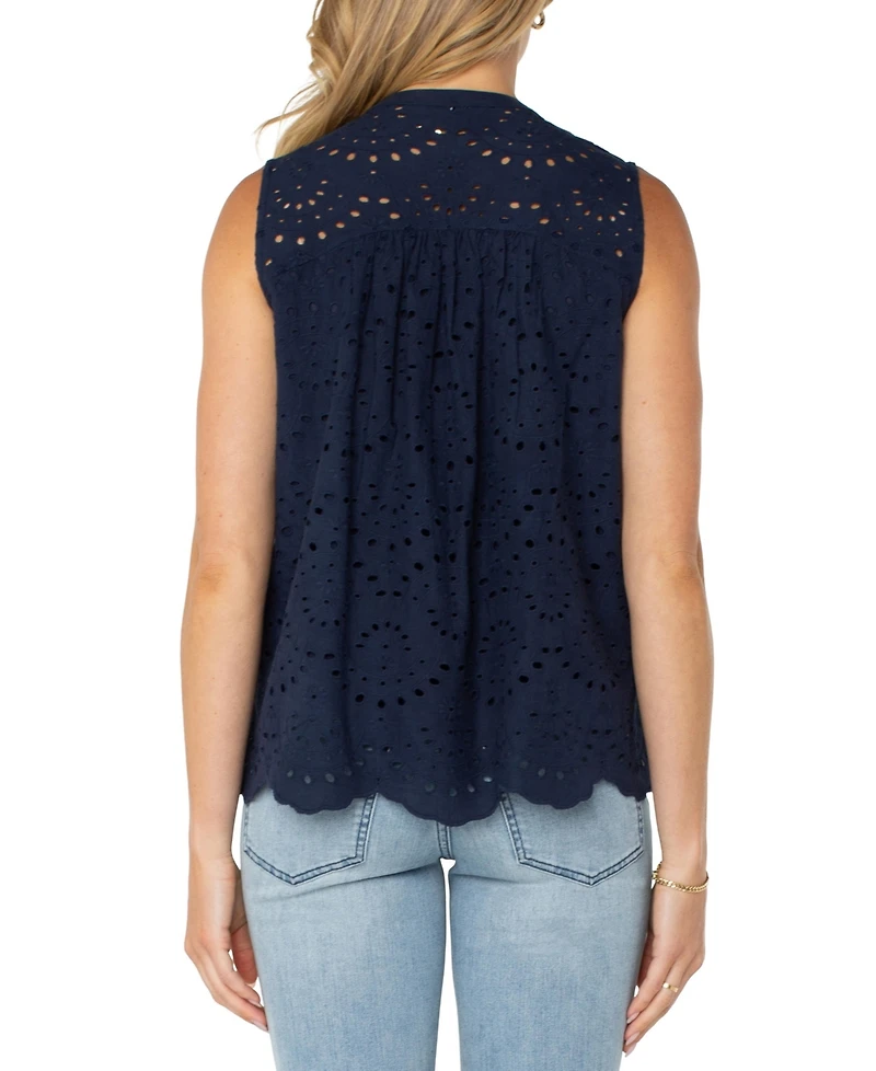 Liverpool Los Angeles Women's Sleeveless Eyelet Top