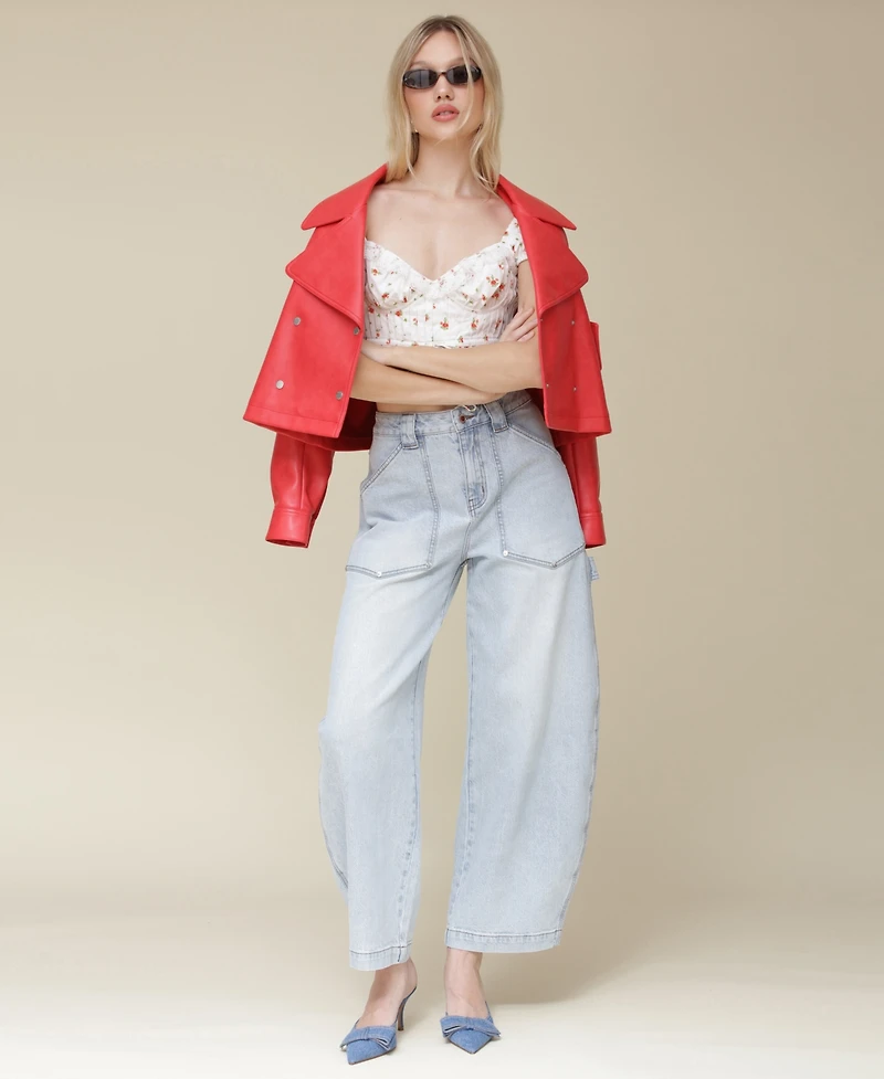 Avec Les Filles Women's Double-Breasted Cropped Jacket
