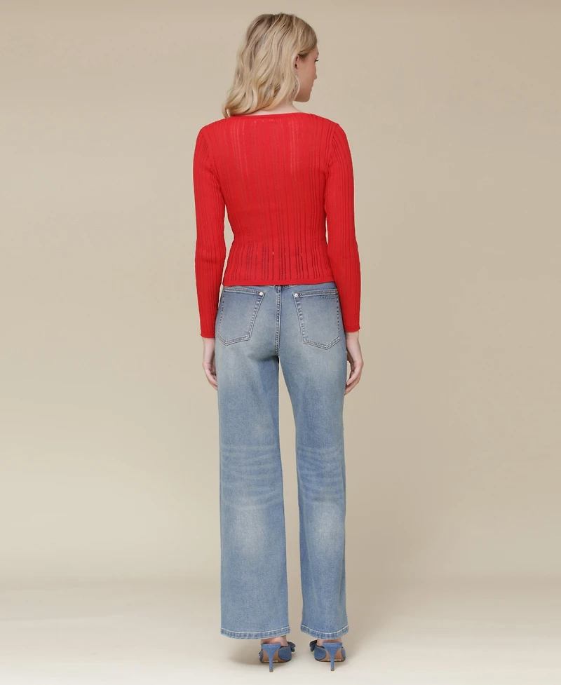 Avec Les Filles Women's Scoop-Neck Pullover Sweater