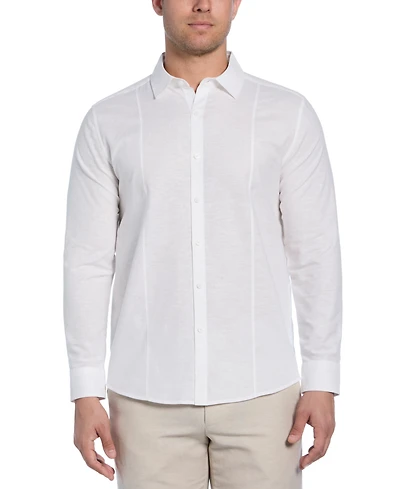Cubavera Men's Classic-Fit Tucked Panel Linen-Blend Button-Down Shirt