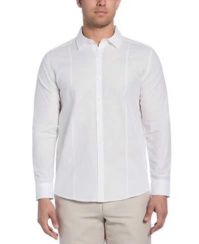 Cubavera Men's Big & Tall Linen Blend Tuck Panel Long Sleeve Button-Down Shirt