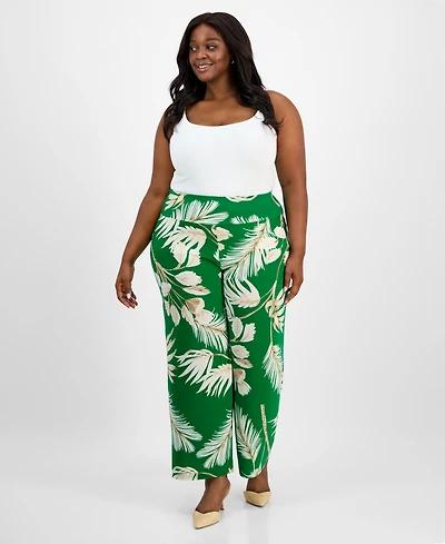 Anne Klein Plus Pull-On High-Rise Palazzo Pants