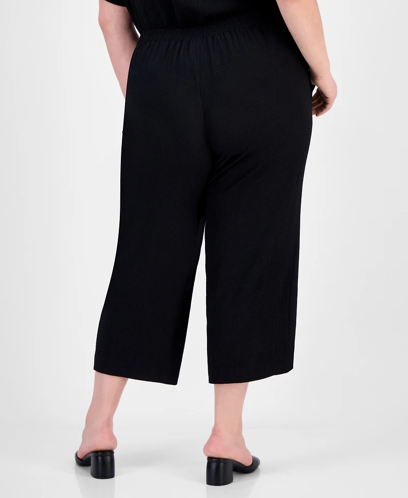 Ak Anne Klein Plus Size High-Rise Cropped Pull-On Pants