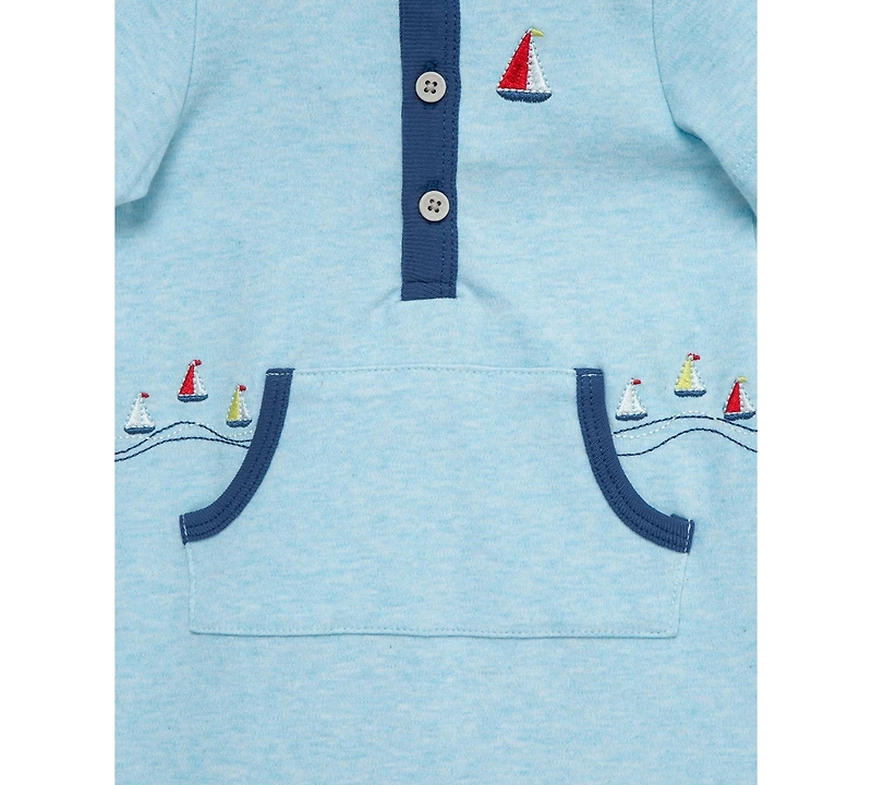 Little Me Baby Boys Breezy Cotton Hooded Romper