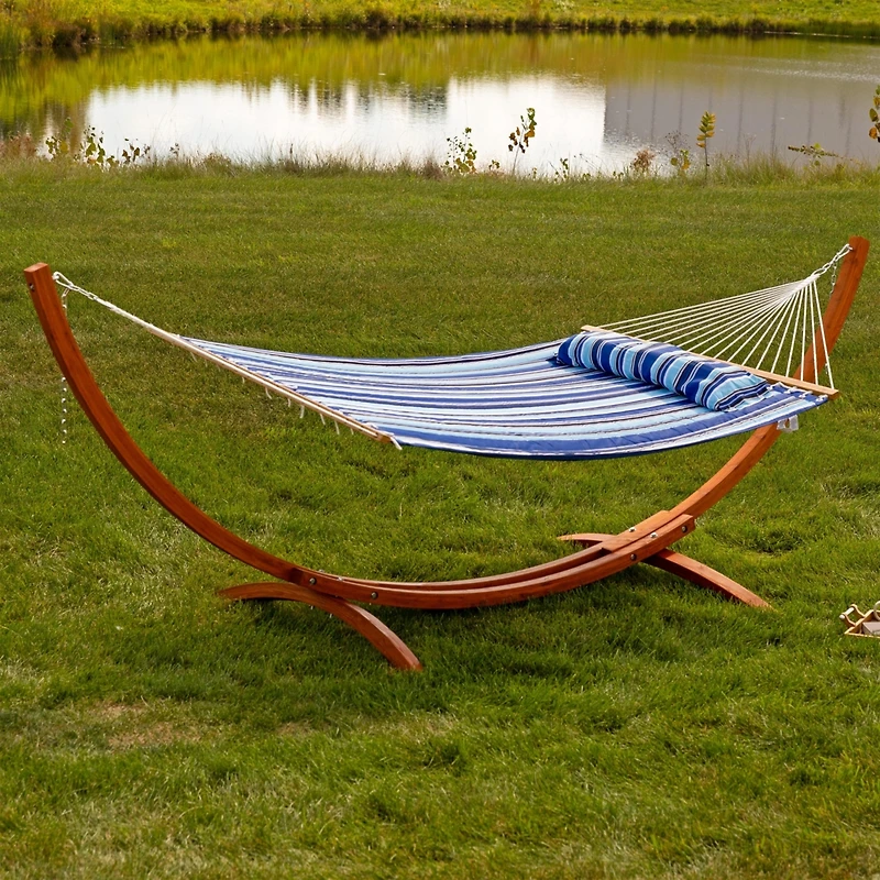 Heavy-Duty Two-Person Curved Larch Wood Hammock Stand Only