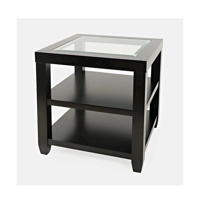 Urban Icon Contemporary Glass Inlay End Table with Storage