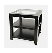 Urban Icon Contemporary Glass Inlay End Table with Storage
