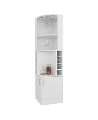 Fm Furniture Page Corner Bar Cabinet with Wine Storage and Glass Rack, White