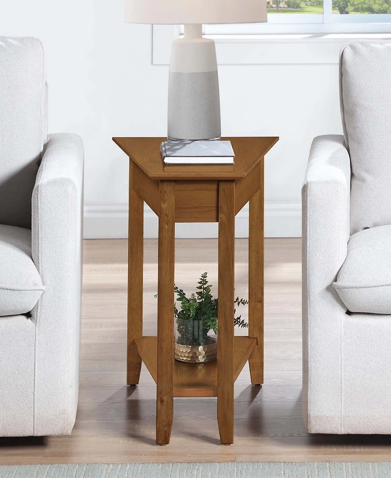 Convenience Concepts 24" Rubber wood Ah Wedge End Table with Shelf