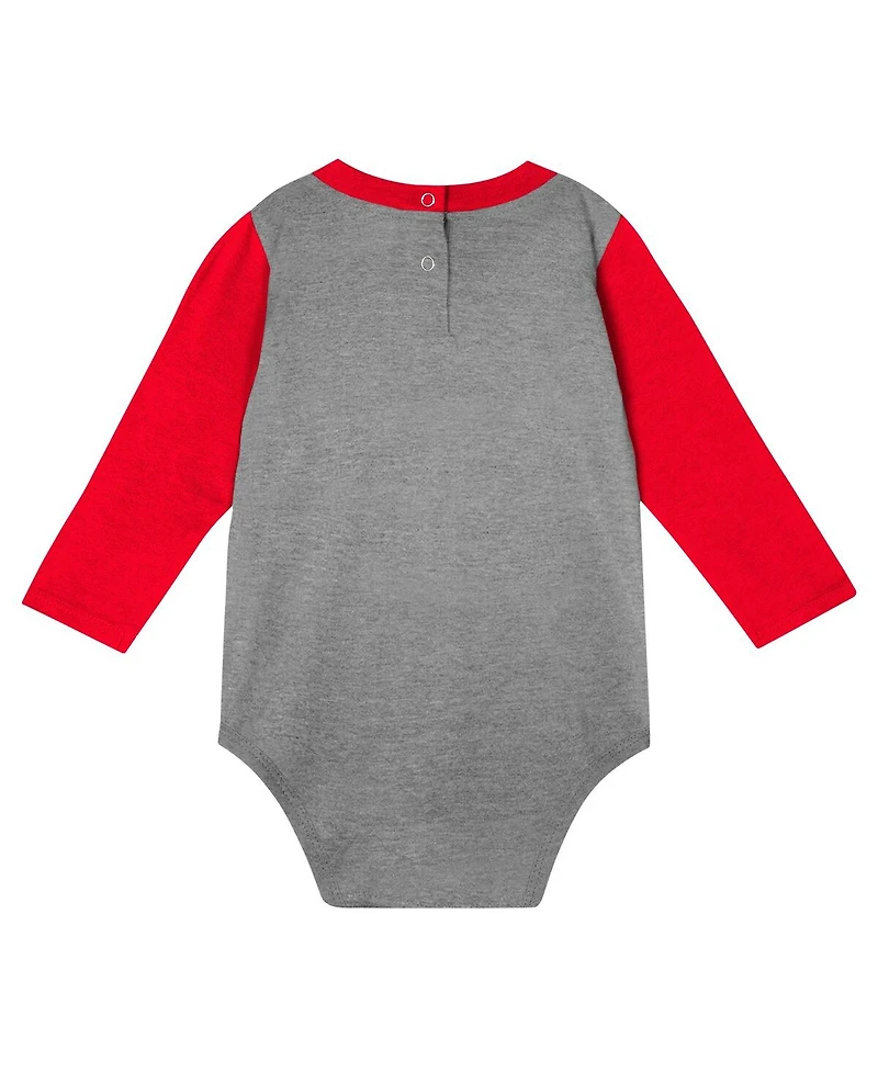 Outerstuff Baby Boys and Girls Scarlet Ohio State Buckeyes Double Up Long Sleeve Bodysuit Pant Set