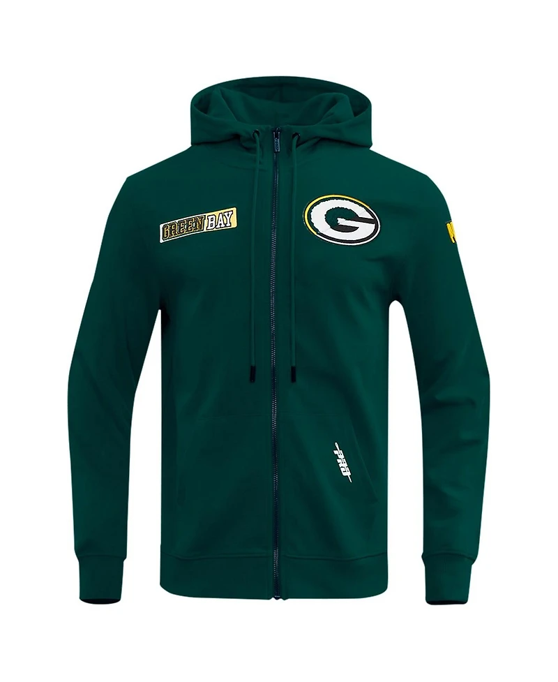 Pro Standard Men's Green Bay Packers Split Logo Double Knit Full-Zip Hoodie