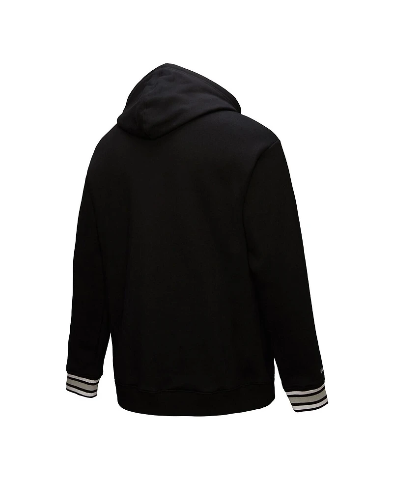 Mitchell & Ness Men's Black Sacramento Kings Chainstitch Applique Vintage Heavyweight Pullover Hoodie