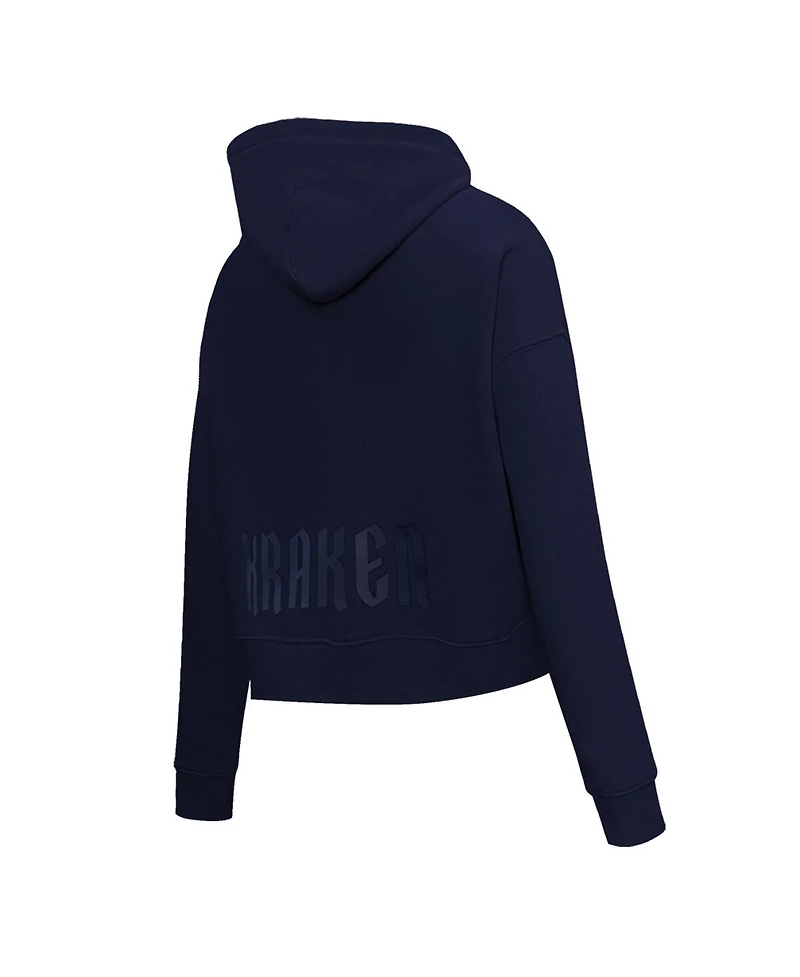 Pro Standard Women's Deep Sea Blue Seattle Kraken Jewels Cropped Pullover Hoodie