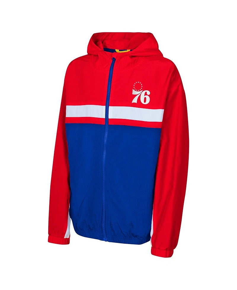 Outerstuff Big Boys and Girls Red Philadelphia 76ers Headliner Windbreaker Full-Zip Hoodie Jacket