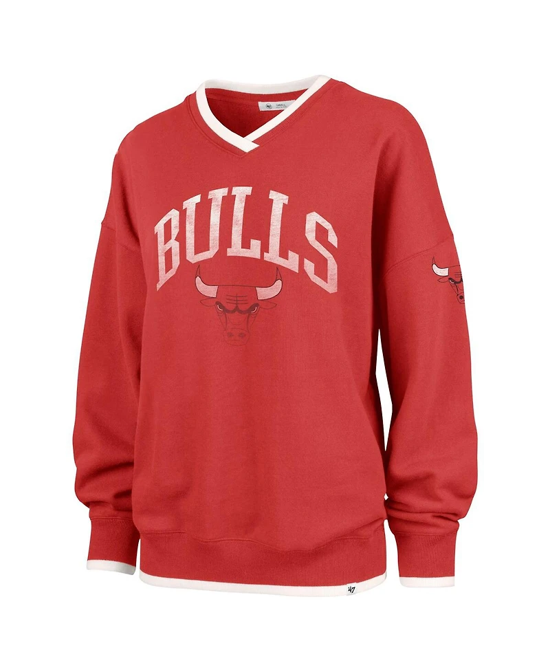 '47 Brand Women's Red Chicago Bulls Rise Pack Daze '80s Oversized Pullover Sweatshirt