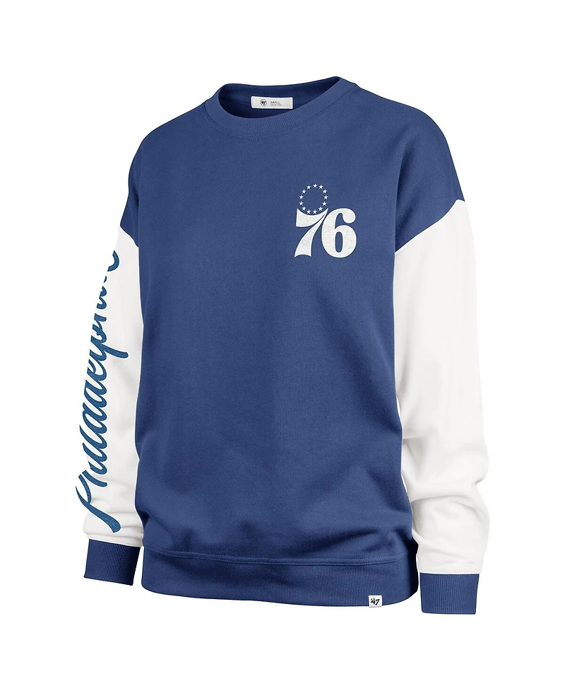 '47 Brand Women's Royal Philadelphia 76ers Plus Oversized Rise Andie Pullover Sweatshirt