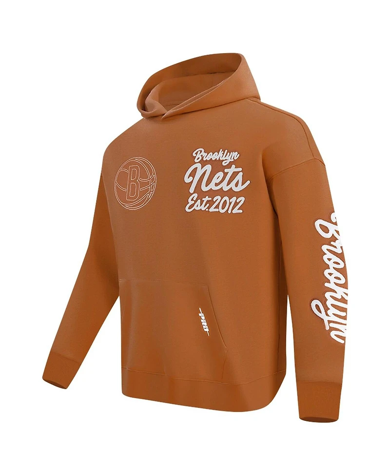 Pro Standard Men's Brown Brooklyn Nets Paint the City Drop Shoulder Pullover Hoodie