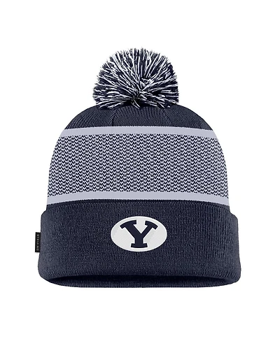 Nike Men's Navy Byu Cougars 2024 Sideline Peak Cuffed with Pom Knit Hat