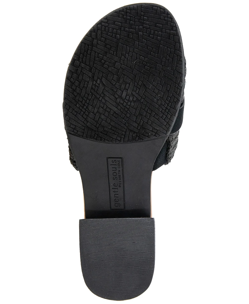 Gentle Souls Women's Hudson Mixed-Media Flat Sandals