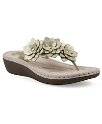 Cliffs by White Mountain Women's Content Floral Wedge Slip-On Sandals
