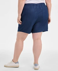 Style & Co Plus Size Chambray Pull-On Shorts, Exclusively at Macy's