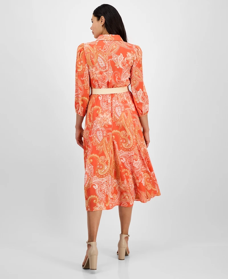 Tahari Asl Women's Paisley Belted Fit & Flare Dress